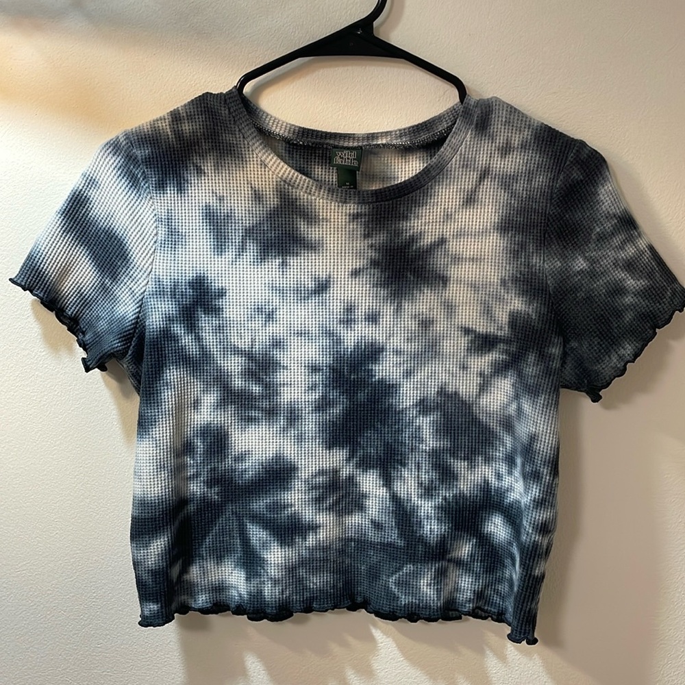 Tie dye crop top with lettuce hem